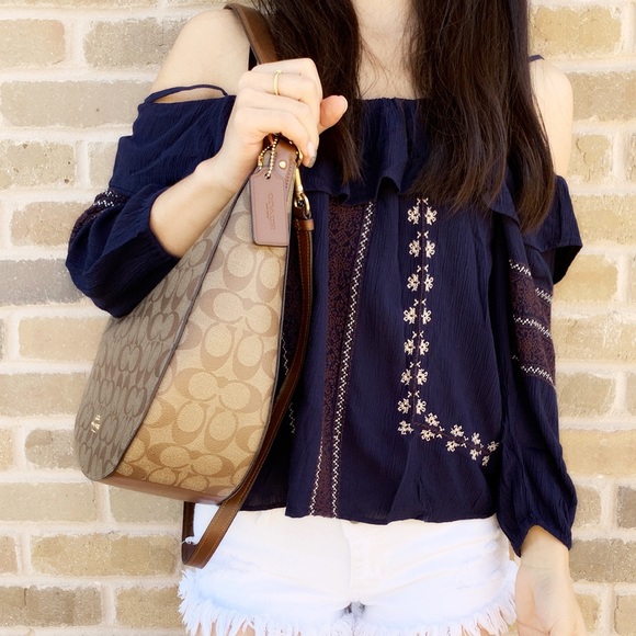 Coach khaki large hobo bag signature - Picture 3 of 6